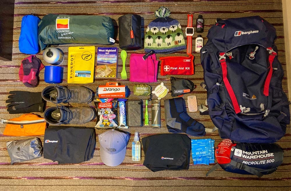 kit for solo west highland way trek