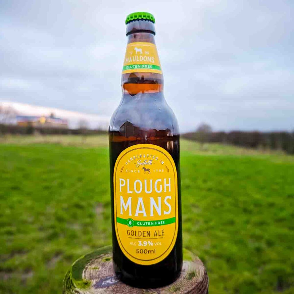 bottle of ploughmans from mauldons brewery