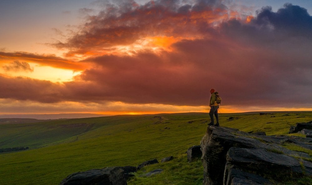 sunset on the pennines with a drone