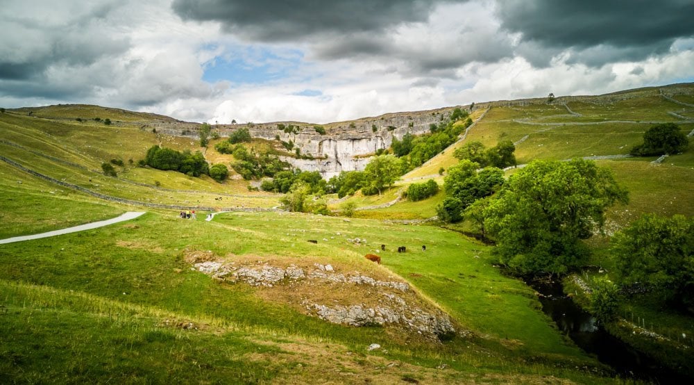 malham cove from the distance