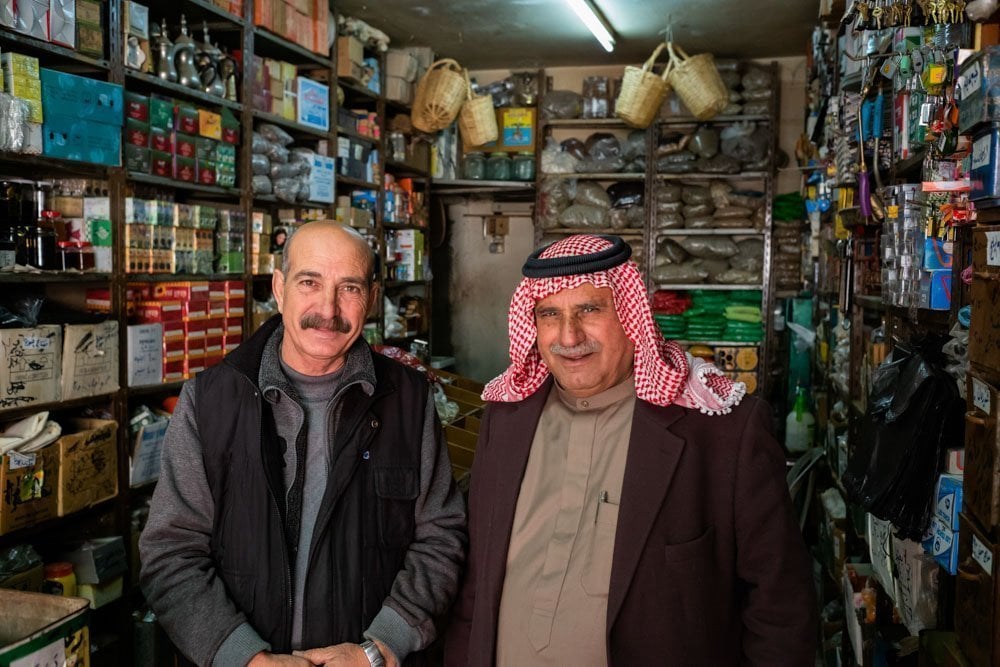 shopkeepers friend with a full keffiyeh headdress