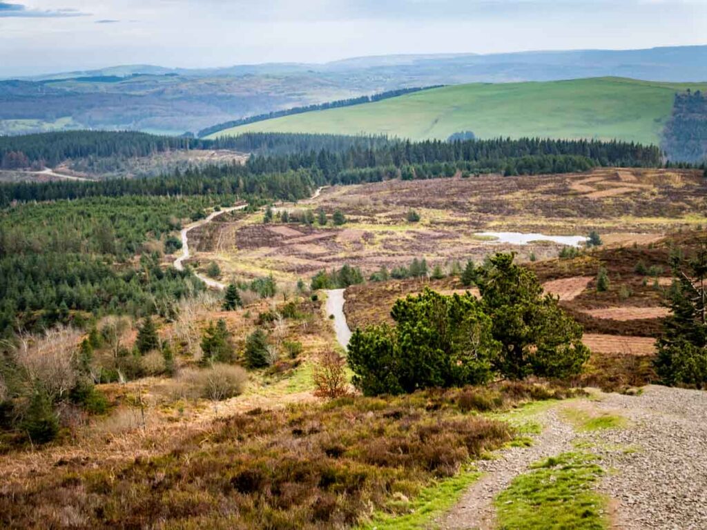 looking back down moel famau