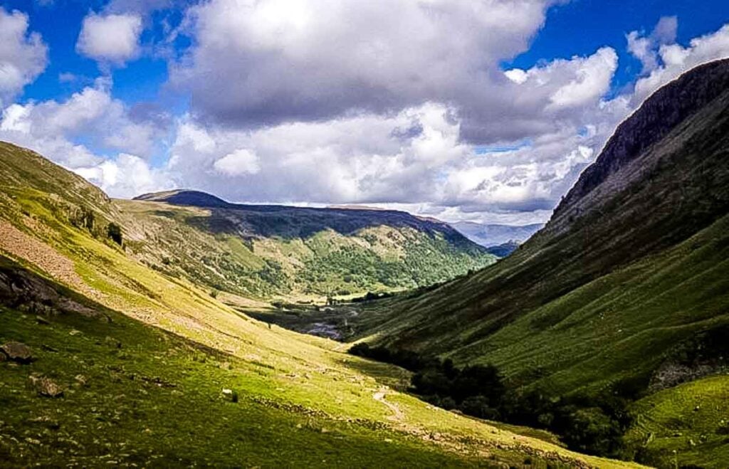 looking back down the valley from scafell pike