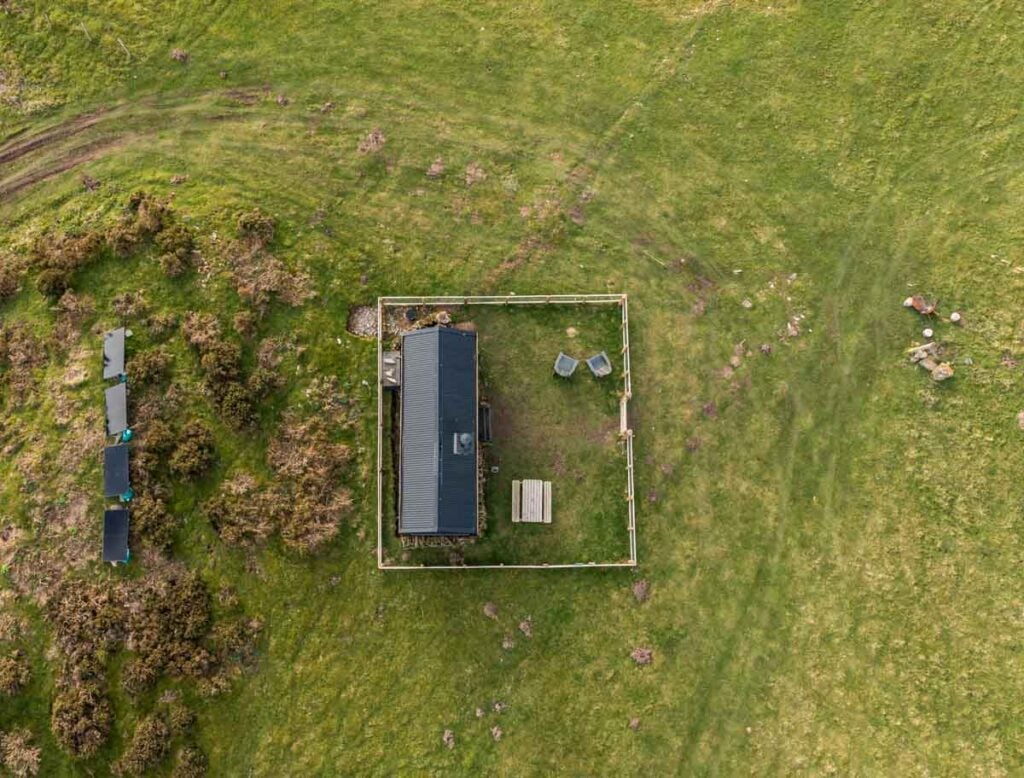 off grid shack from above