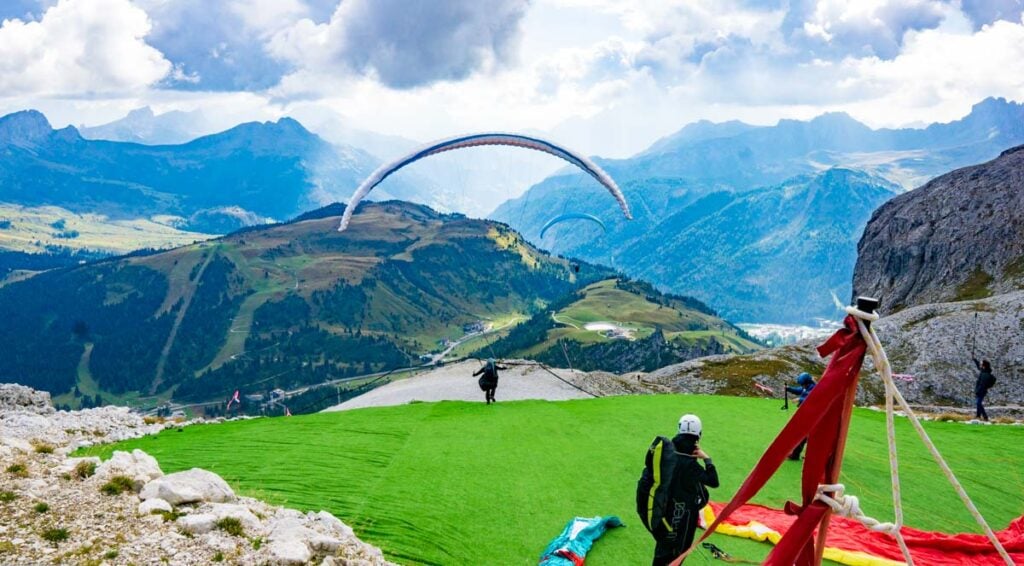 Paragliging off the Sella