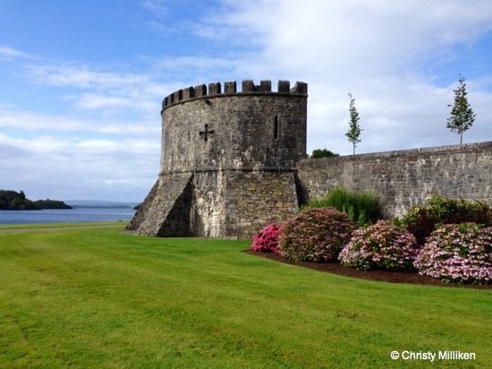 Ashford Castle wall and tower, County Mayo, Ireland