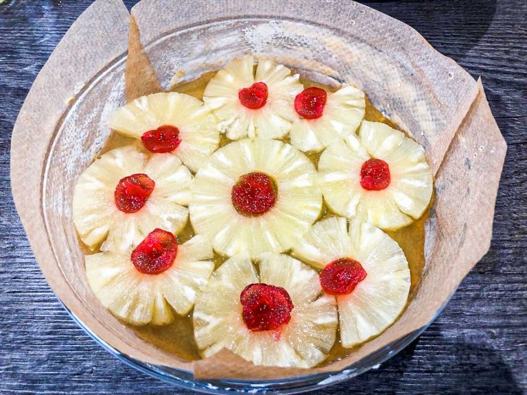 pineapple slices ready for baking