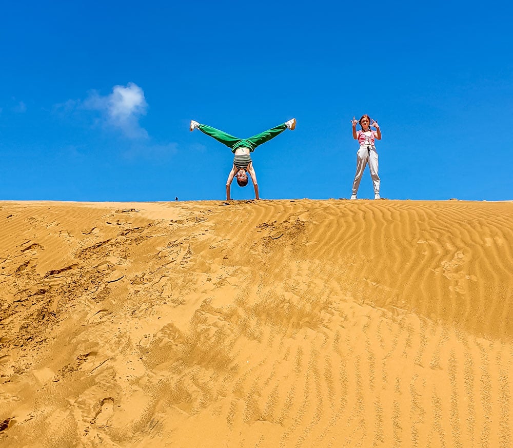 playing in the sand morocco