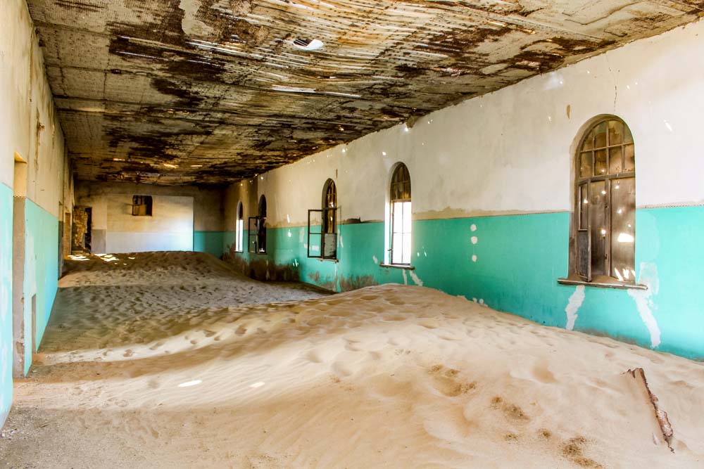 sand filled room at diamond town Kolmanskop