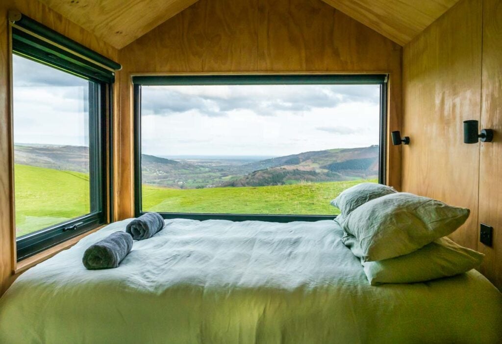 shack bed and view through the window