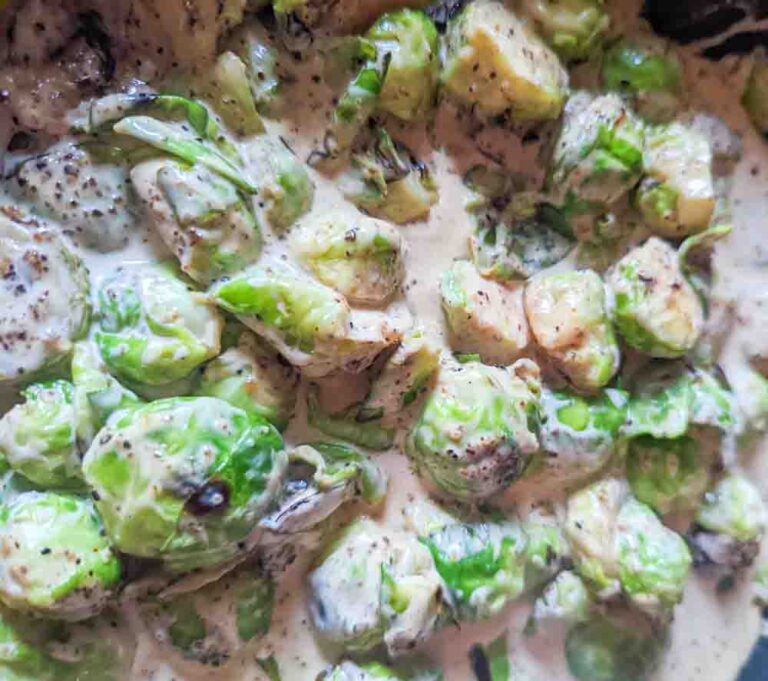 simmering the sprouts and cream