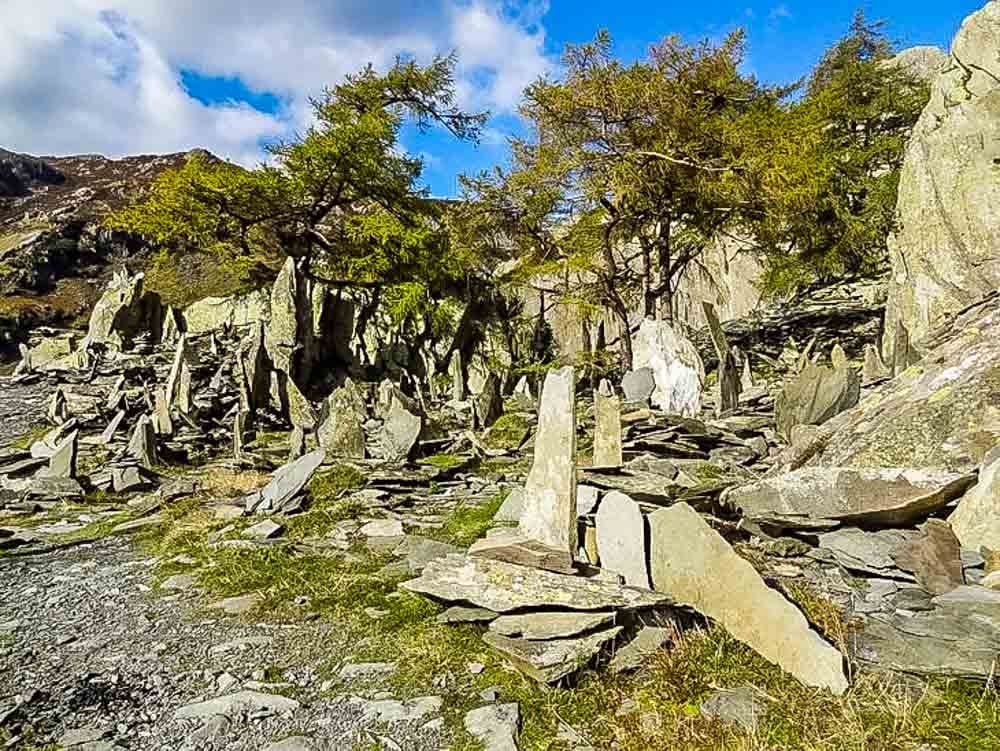 standing slate stones on castle crag