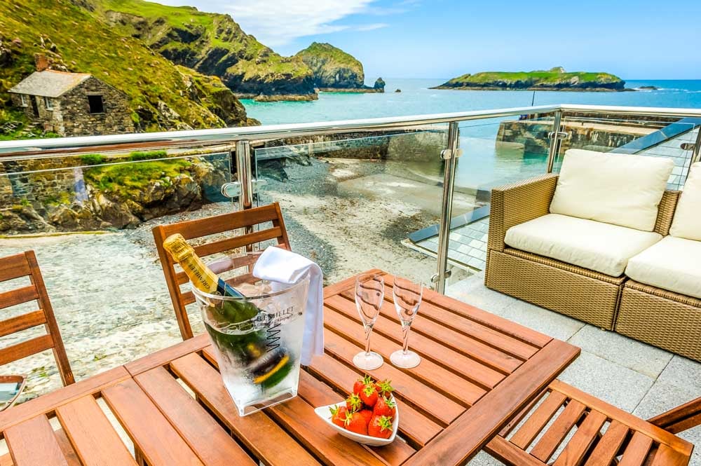 the apartment balcony at mullion cove