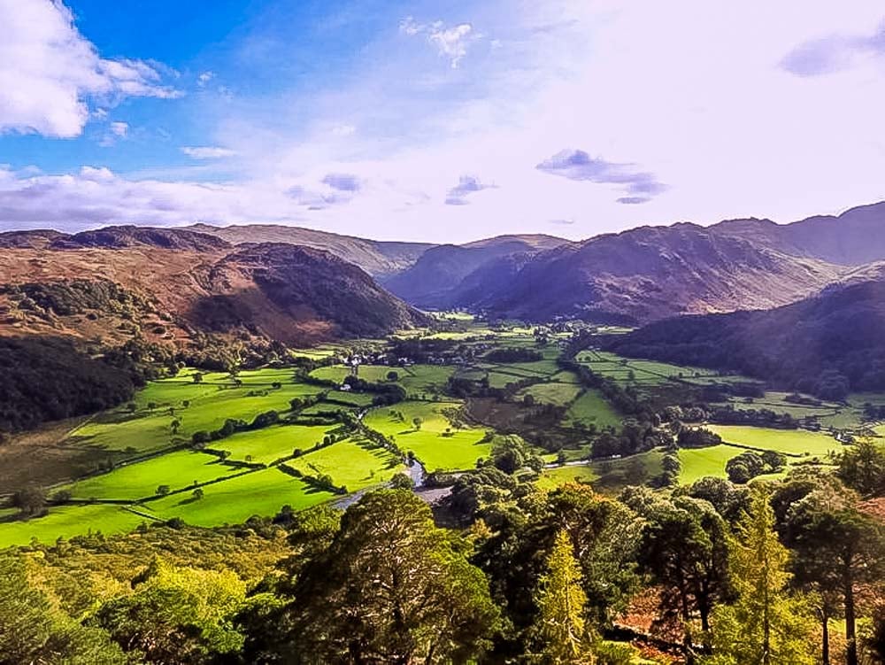 view of borrowdale from castle crag