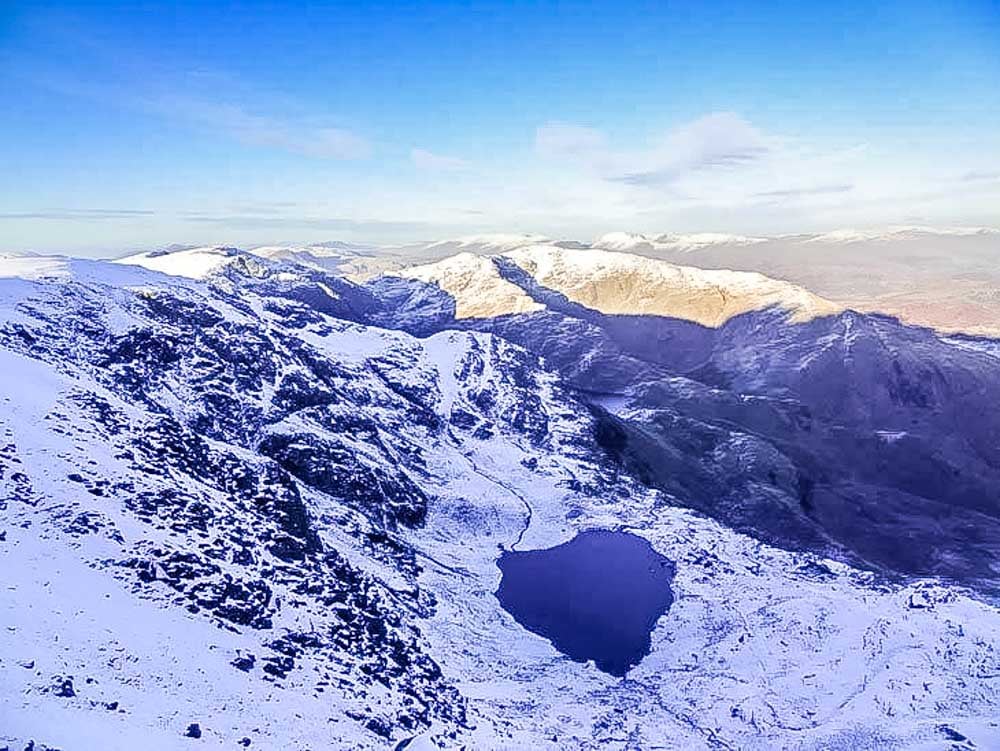 view of low water from old man of coniston in winter