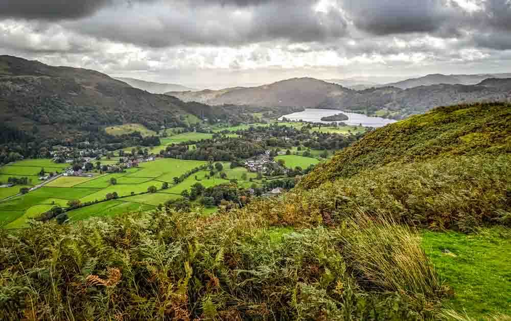 views over Grasmere to Loughrigg Fell